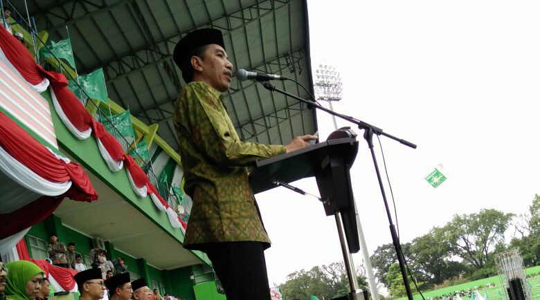 Presiden RI Joko Widodo hadiri Harlah ke-70 Muslimat NU, di Stadion Gajayana Kota Malang, Sabtu (26/3/2016).