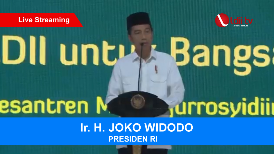 Presiden Republik Indonesia Joko Widodo membuka Rakernas LDII 2018 di Pondok Pesantren Minhaajurrosyidiin, Jakarta.