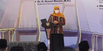 Gubernur Khofifah berpidato pada peserta Diklat Dai LDII Jawa Timur di Ponpes Sabilurrosyidin Annur, Surabaya, 18 Juni 2022. Dok: KIM LDII Jatim.