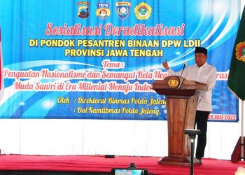 DPW LDII Jawa Tengah (Jateng) bekerja sama dengan Polda Jateng menyelenggarakan sosialisasi deradikalisasi di Ponpes PPM Tritih Kulon. Foto: LINES.