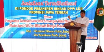 DPW LDII Jawa Tengah (Jateng) bekerja sama dengan Polda Jateng menyelenggarakan sosialisasi deradikalisasi di Ponpes PPM Tritih Kulon. Foto: LINES.