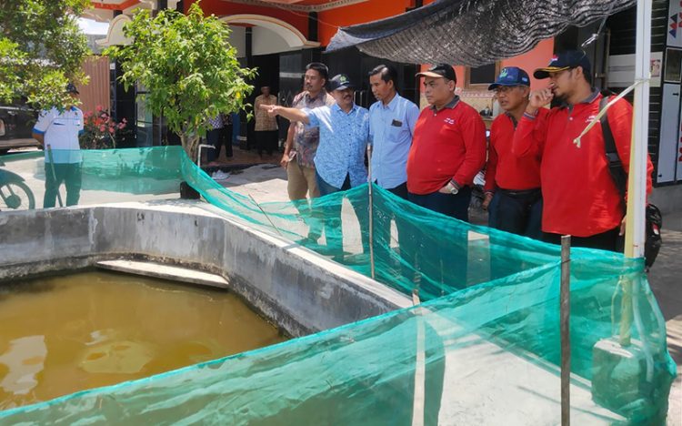 Pengurus DPW LDII Jawa Timur mengunjungi budidaya udang milik Ahmad Hamam di desa Geger, Lamongan, Sabtu (24/9). Dok: LINES.