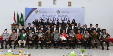 Pelantikan pengurus Pemuda LDII masa bakti 2022-2026 di Gedung Serbaguna Budi Utomo, Surodinawan, Sabtu (24/12). Dok: LINES.