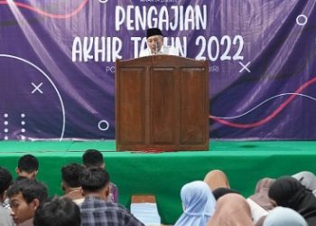 PC LDII Kecamatan Kota, Kediri, menggelar pengajian akhir tahun di Masjid Baiturrohman, Kelurahan Banjaran, Sabtu (31/12). Dok: LINES.