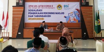 PT Bank Syariah Indonesia (BSI) sosialisasikan pembukaan rekening masjid dan tabungan yang bertempat di Aula Al Karim, Sugio, Lamongan, Sabtu (28/1). Dok: LINES,