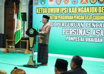 Pengasuh Ponpes Al Ubaidah Kertosono, Habib Ubaidillah mengajak dunia persilatan untuk menjaga perdamaian dan persaudaraan saat Ponpes Ubaidah Kertosono menjadi tuan rumah silaturrahim IPSI Kab. Nganjuk. Foto: LINES.
