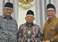 Ketua Umum DPP LDII KH Chriswanto Santoso dan Sekretaris Hasyim Nasution menemui Wakil Presiden (Wapres) KH Ma’ruf Amin di Rumah Dinas Wapres, pada Senin (11/9). Foto: LINES.