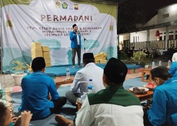 Ketua Dewan Pimpinan Kecamatan KNPI Buduran, Lukman Hakim, menghadiri Pengajian Akhir Tahun yang diselenggarakan PC LDII Buduran, Minggu (31/12) malam. Dok: LINES.