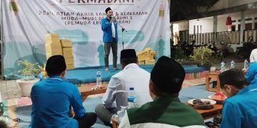 Ketua Dewan Pimpinan Kecamatan KNPI Buduran, Lukman Hakim, menghadiri Pengajian Akhir Tahun yang diselenggarakan PC LDII Buduran, Minggu (31/12) malam. Dok: LINES.