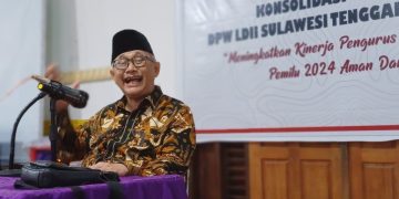 DPW LDII Sulawesi Tenggara (Sultra) menggelar konsolidasi organisasi untuk menyambut Pemilu damai yang menghadirkan Ketua Umum DPP LDII KH Chriswanto Santoso. Foto: LINES.