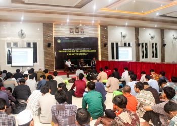 Ratusan Pemuda LDII mengikuti Sosialisasi dan Pendidikan Kebangsaan oleh Bakesbangpol Sidoarjo di Aula Ponpes Al-Barokah, Sruni, Gedangan, pada Selasa (28/5). Dok: LINES.