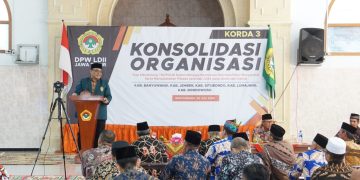 Ketua DPW LDII Jawa Timur KH Moch Amrodji Konawi saat konsolidasi organisasi. Ia sampaikan LDII bersikap netral aktif di Pilkada 2024. Dok: LINES.